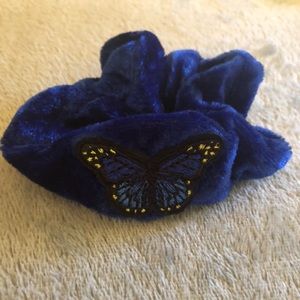 Dark blue scrunchie with a butterfly